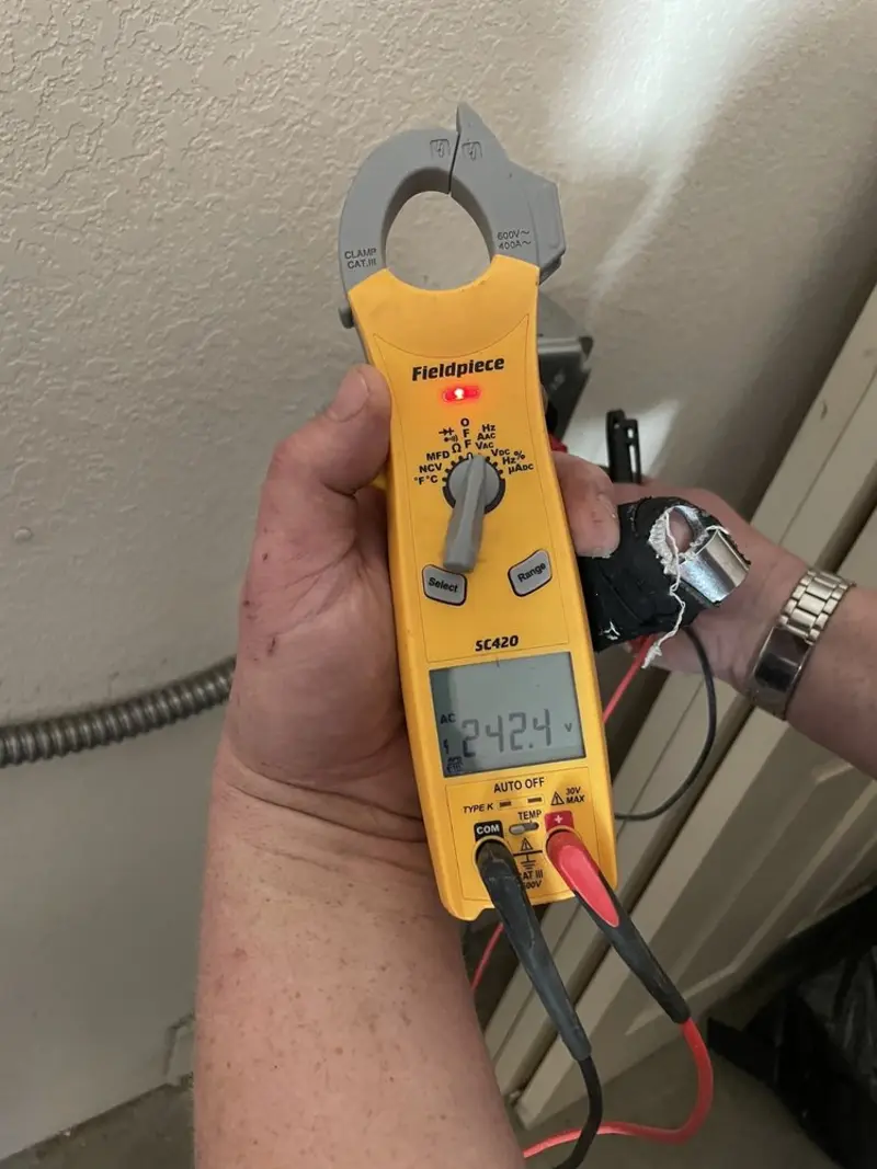 Voltage testing with clamp meter during Aluminum Wiring Replacement in Aiken